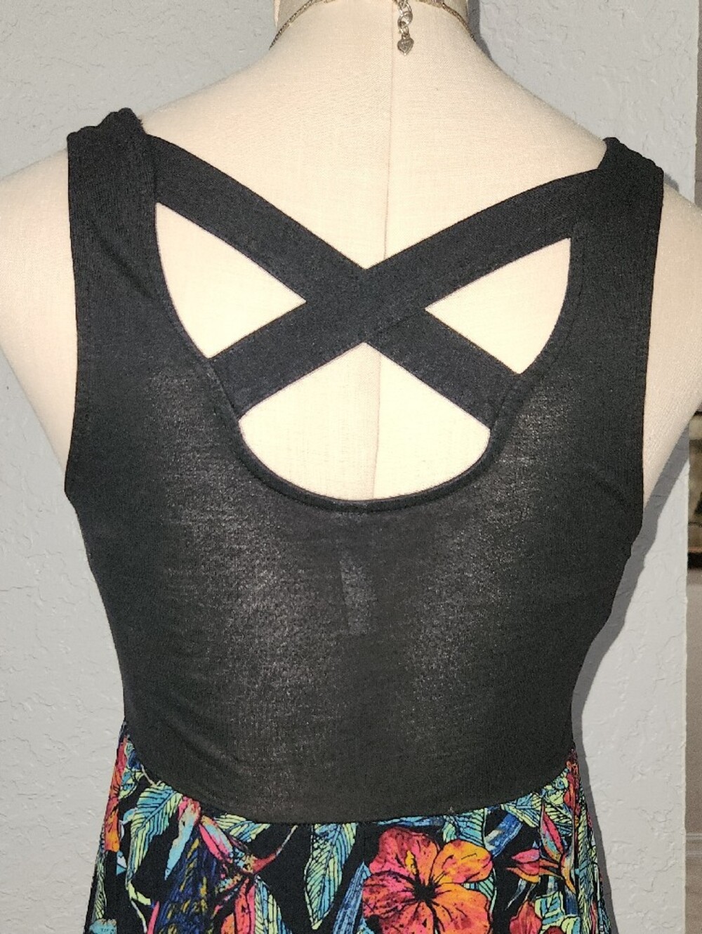Mudd Black Tank Maxi Dress with Multicolor Floral Skirt - Picture 4 of 5
